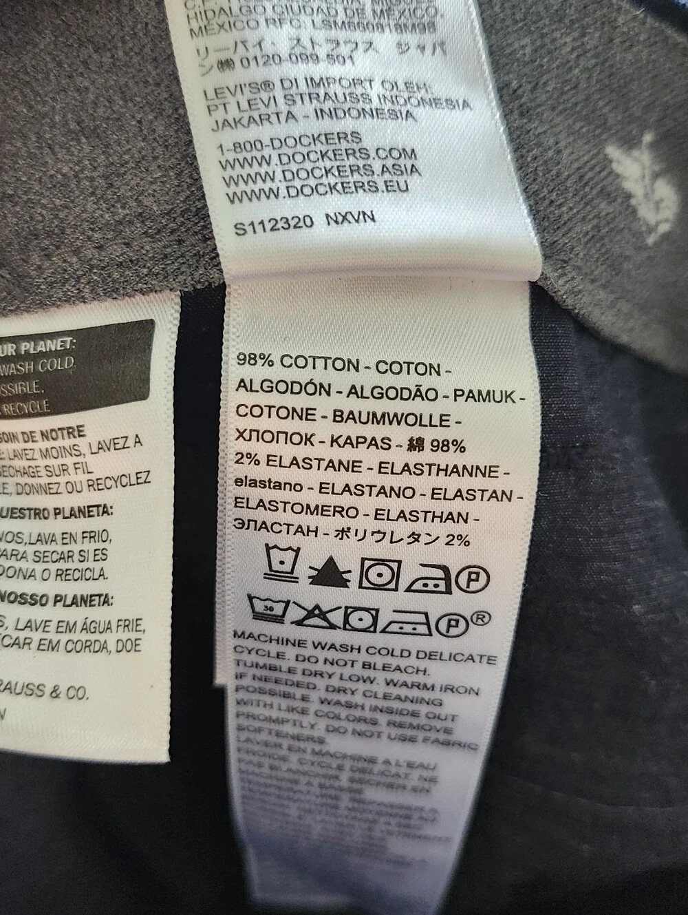 Dockers Khaki Pants 46x29 Navy Signature Iron Free Straight Cotton Stretch NEW